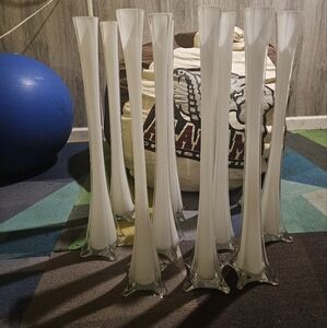 Elegant White Glass Vases